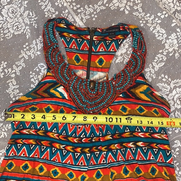 FOREVER 21 BOHO tank top SOUTHWESTERN AZTEC PRINT Jeweled neckline SIZE M SUMMER - Picture 8 of 11